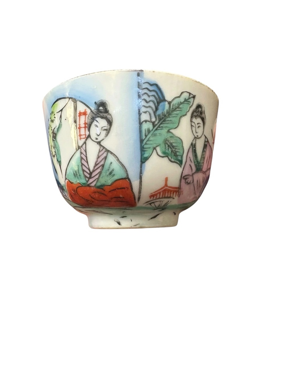 Vintage FS Louie midcentury Hand-Painted Asian Porcelain Chinese Tea Cup